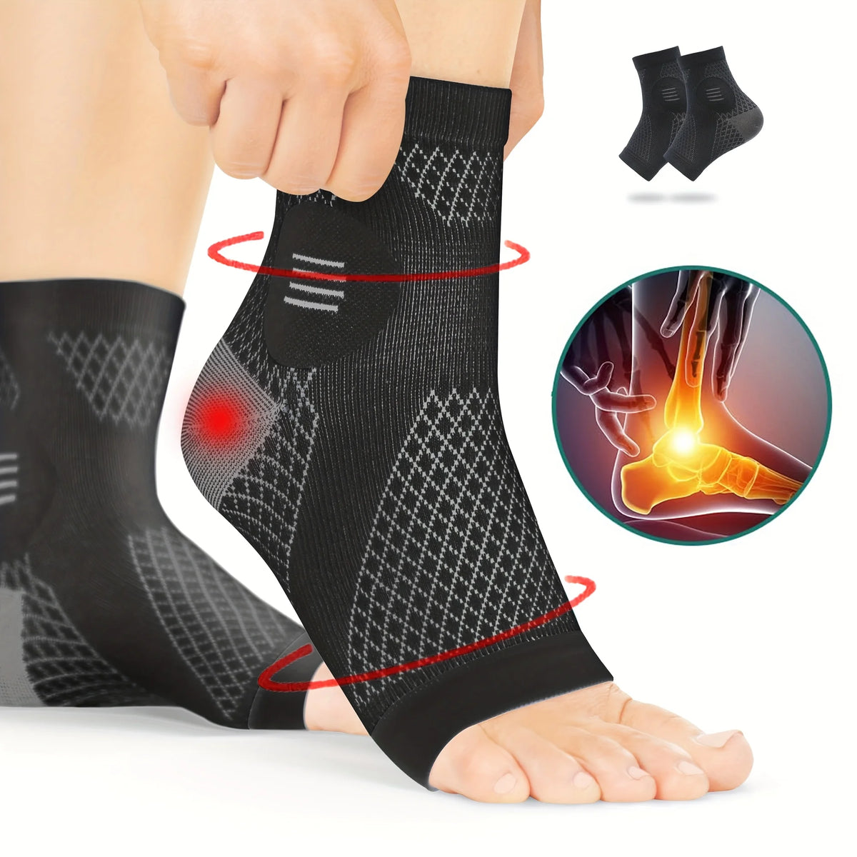 Solea targeted compression around the arch, heel and ankle