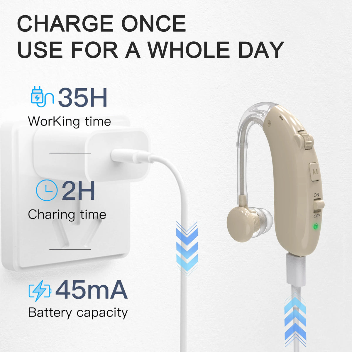 Audia up to 35 hours per charge