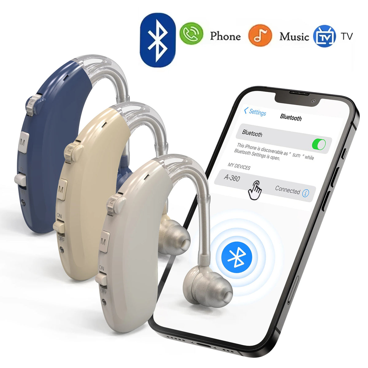Audia Bluetooth hearing amplifier for phone, music and TV