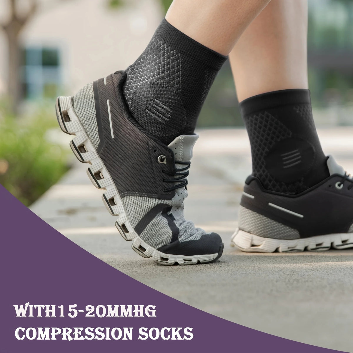 Solea open-toe compression foot sleeves worn with sneakers